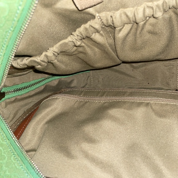 Vintage Coach Signature Jacquard Green Canvas Travel Cosmetics Bag - Picture 3 of 14